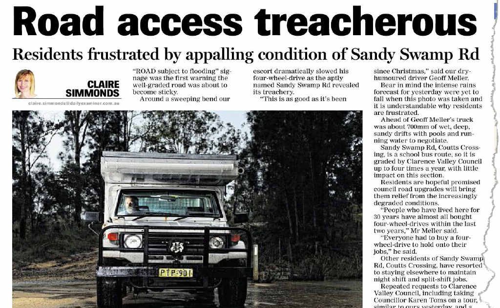 The Sandy Swamp Rd issue as seen before in the Daily Examiner. The Sandy Swamp Rd issue as seen before in the Daily Examiner.